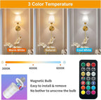 Auzev Battery Operated Wall Sconces Set of 2, Wall Lights for Living Room, Cordless Sconce Wall Decor Battery Powered Rechargeable Bedroom Wall Lamps with Remote Dimmable Sconce Lights No Wiring