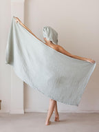 4 Pieces Muslin Towel Set for Bathroom, Luxury 100% Turkish Cotton Thin Soft Quick-Dry Lint-Free Large Size Bath Hand Towel Sets (Sage Green, 2 Bath & 2 Hand Towel Set)