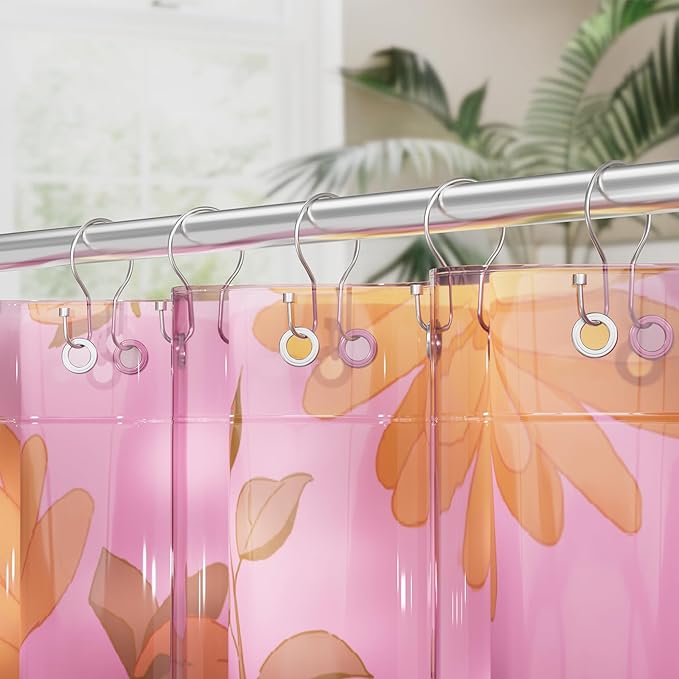 AmazerBath Shower Curtain Hooks Shower Curtain Rings with Cylindrical Design, Metal Nickel Shower Curtain Hooks Rust Proof, Smooth Glide Double Shower Hooks Rings for Shower Curtain