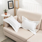 HAUSSY Scalloped Pillow Covers 12x20 Set of 2,Decorative Lumbar Throw Pillows Cute Aesthetic Preppy Cushion Covers for Couch Bed Living Room,White