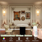 Battery Operated Wall Sconces Set of 2, Beech Color Wall Lamp 5000 mAh Rechargeable Bulb with 12 RGB Colors Dimmable Wall Sconce for Living Room Bedroom