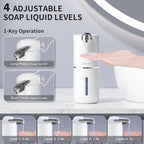 Automatic Soap Dispenser Touchless, 400ML/14fl.oz Rechargeable Liquid Dispensers with 4 Adjustable Levels, Wall Mount Hand Soaps Dispensor for Bathroom Kitchen