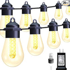 Honche 45FT Outdoor String Lights, Weatherproof LED Patio With 20 Shatterproof Warm White Vintage Edison Bulbs, 8 Modes Hanging for Garden Backyard Porch Balcony Party Decor