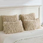 FUTEI Apricot Decorative Throw Pillow Covers 26x26 Inch Set of 2,Soft Fluffy Faux Feather Texture Euro Pillow Shams,Modern Home Luxury Decor for Couch Bed Living Room
