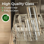 ComSaf Airtight Glass Food Storage Jars Set of 6, 0.6 Qt Clear Glass Food Storage Container with Sealing Wooden Lid, Stackable Spice Jar, Round Kitchen Canister for Sugar, Tea, Coffee bean, Pasta, Oat