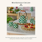 MACKENZIE-CHILDS Enamel Utensil Holder, Kitchen Utensil Holder for Countertop, Green-and-White Emerald Check