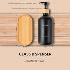 Black and White Soap Dispenser Bathroom Set with Hand Soap Dispenser and Lotion Dispenser, Bamboo Pumps & Tray Suitable for Bathroom Counter Decor. (White&Black)