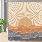 Boho Shower Curtains for Bathroom Abstract Sun Mountain Mid Century Minimalist Bathroom Shower Curtains Set Waterproof Polyester Fabric Rustic Vintage Decorative 72x72 Inch