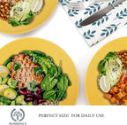 Homienly Flat Dinner Plates Set - 8 Microwave & Dishwasher Safe Wheat Straw Plates, Unbreakable, 9 inch Yellow