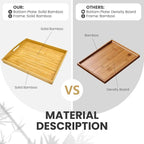 Bamboo Serving Tray with Handles Set of 4 - Decorative Wooden Trays for Eating, Working, and Storing, Suitable for Use in Bedroom, Living Room, Kitchen, Bathroom, Outdoor Scenarios and More