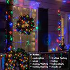 2 Pack Christmas String Lights Battery Operated, 32ft Green Wire 100 LED Fairy String Light with Remote Timer 8 Modes Dimmable for Indoor Outdoor Xmas Tree Wedding Party Decoration (Multicolor)