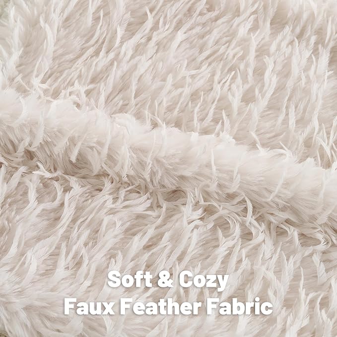 FUTEI Cream White Decorative Throw Pillow Covers 12x20 Inch Set of 2,Soft Fluffy Faux Feather Texture Lumbar Pillow Cases,Modern Home Luxury Decor for Couch Bed Living Room