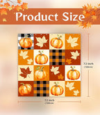 MAMUSE Fall Shower Curtain for Bathroom Stall Cute Decorative Waterproof Unique Design TeenWomen Cortinas de Baño Bathtub 72 x72 Inch, Plaid Pumpkins