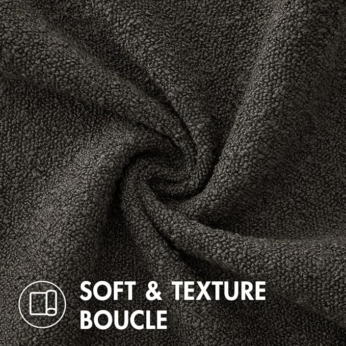 MIULEE 24x24 Decorative Euro Sham Throw Pillows for Bed Set of 2 Textured Boucle Neutral Winter Throw Pillow Covers Dark Coffee Accent Solid Couch Pillowcases Sofa Livingroom Home Decor