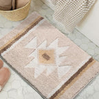Bathroom Rugs Beige Boho Bath Mat Non Slip, Soft Absorbent Washable Bath Rug Floor Mat for Bathroom Shower Tub Modern Decor 18x24