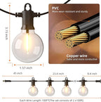 Kawaya 200FT Outdoor String Lights - LED Waterproof Patio Light for Outside with 100+4 G40 Globe Blubs - Shatterproof Hanging Lights for Porch Bistro Backyard Gazebo Balcony Cafe