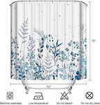 Blue Eucalyptus Leaves Shower Curtain Watercolor Leaves Plant with Floral Shower Curtains for Bathroom Waterproof Polyester Fabric Bath Curtain 72 x 72 Inch with 12 Hooks
