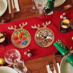 Small Acacia Wood Plates for Christmas Decorations Round Wooden Dessert Trays Cheese Charcuterie Board Mini Xmas Cookies Serving Platter Decorative Snack Appetizer Plates for Christmas Holiday Plate