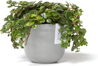 Ecopots Oslo Mini Durable Modern Round Indoor/Outdoor Recycled-Based Composite Flower Pot Planter, White Grey, 4.5"