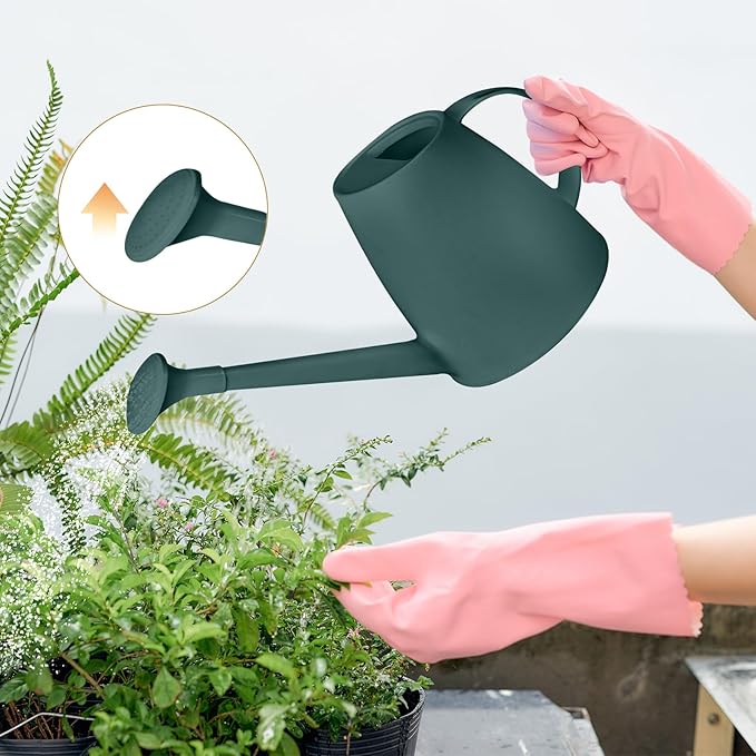 Plant Watering Can - Plastic Indoor and Outdoor - 1/2 Gallon - Blackish Green