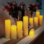Homemory Ivory LED Pillar Candles - Battery Operated Candle, Real Wax Flameless Candles, 4-9" Set of 9, Unscented, Remote & Timer