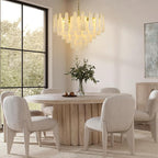 Alabaster Round Chandelier, 32 In 92 PCS Natural Spanish Marble Stone Texture Chandelier, 6-Tiers Modern Luxury Brass Chandeliers for Dining Room, Living Room, Bedroom, Entryway, Foyer(Bulbs Included)