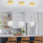 1-Light Modern Gold Pendant Light Fixtures for Kitchen Island Small Hanging Crystal Chandelier for Bedroom Entryway Living Room Foyer Hallway LED Dimmable Chandeliers for Dining Room