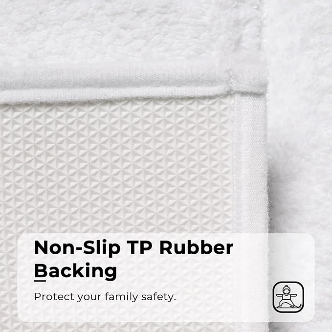 GRANNY SAYS Microfiber Bathroom Rugs Non Slip Washable, Water Absorbent Bath Mats for Tub, Soft Bath Mats for Bathroom Floor & Shower, Bath Rug, 16" x 24", White Bath Rugs