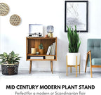 Fox & Fern Adjustable Plant Stand Indoor — 8 to 12 Inch Premium Mid Century Bamboo Plant Stand with Adjustable Width; Plug In Design; Easy to Assemble; Two Heights - For 8, 9, 10, 11 & 12 Inch Pots