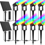 ZYAN Halloween Solar Spotlights Outdoor, RGB Color LED Lights with Remote Control, Auto On/Off Dimmable Waterproof Landscape Spot Lights for Garden, Yard, Trees, Decorations (8 Pack)