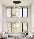 177'' Long Large Crystal Chandeliers 25-Lights LED Chandeliers for High Ceiling Handing Light Fixture for Hallway Foyer Staircase