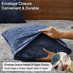 PHF Truly Velvet Pillowcases Standard Size, No Insert, 2 Pack Ultra Soft Breathable Pillow Shams Covers with Envelope Closure, 20" X 26" Luxury Cozy Warm Fuzzy Flannel, Navy Blue