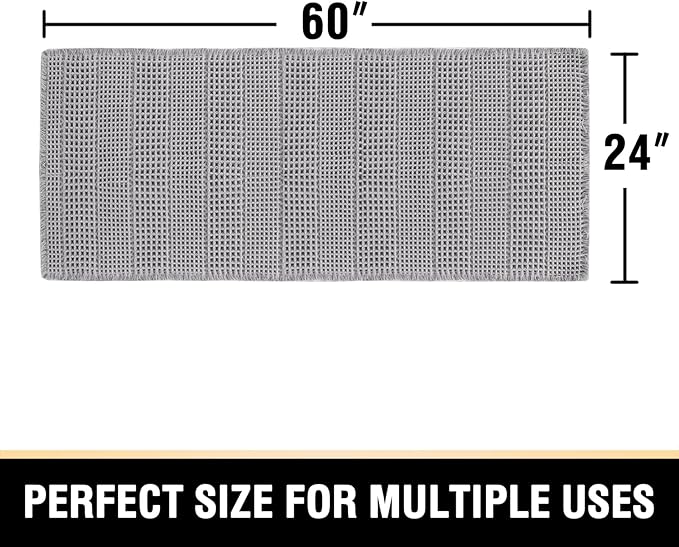 H.VERSAILTEX Waffle Bath Mat Super Absorbent Non Slip Bath Rugs for Beside Tub, 24" x 60", Dove