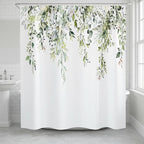 Sage Green Eucalyptus Shower Curtain Watercolor Plant Green Leaves Shower Curtains for Bathroom Waterproof Polyester Fabric Bath Curtain 72 x 72 Inch with 12 Hooks
