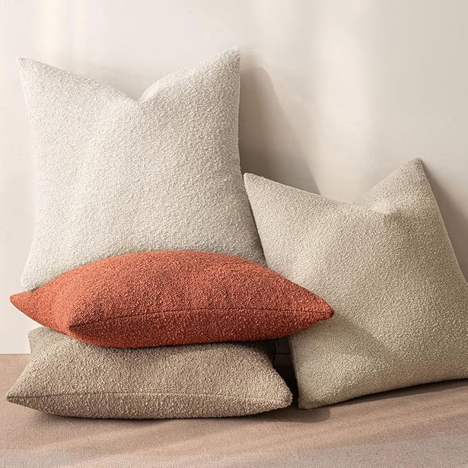 MIULEE Fall 12x20 Inch Textured Boucle Throw Pillow Cover Burnt Orange Accent Solid Lumbar Pillow Case Decorative Soft Pack of 1 Couch Cushion Chair Sofa Bedroom Livingroom Home Decor