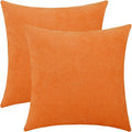 Jeneoo Bright Orange Decorative Throw Pillow Covers Soft Chenille Comfy Solid Pumpkin Couch Cushion Case Decor (Set of 2, 18 x 18 Inches)