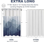 No Hook Shower Curtain with Snap in Liner and Sheer Window, Blue Modern Geometric Fabric Shower Curtain Set for Bathroom Decor, 15-Second Quick Install, Abstract Irregular Ombre, 71"X86"