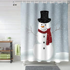 Vandarllin Custom Christmas Snowman Bathroom Shower Curtain,Waterproof Polyester Fabric -Blue Red White-Extra Long 72" x 96"
