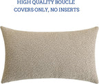 Jeneoo Light Grey Decorative Long Lumbar Thick Throw Pillow Covers Fine Textured Boucle Couch Cushion Cases for Sofa Bedroom Decor, Set of 1, 14 x 36 Inch