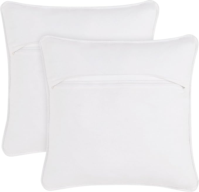 Boho Living Jada Premium Woven Design, Living Room Décor, Decorative Throw, (2) 18" x 18" Pillow Covers, White 2 Count
