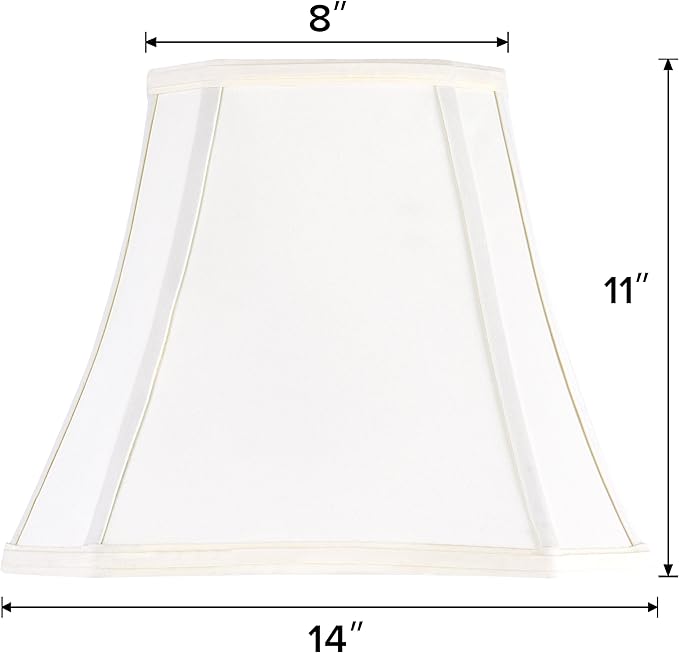 GO&SO Square Cut Corner Lampshade Spider, 8x14x11 Inch Medium Beige Cream Table Lamp Shade,Natural Fabric Easy Assembly (Single), Modern Lamp shade for Floor Lamps Replac Bedroom Lamp Decor
