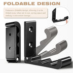 OHIYO 6 PCS Heavy Duty Folding Wall Hooks, Sturdy Black Wall Mounted Hooks for Coats, Towels, Backpacks, Bags, Space Saving Wave Design for Living Room, Bedroom Organization