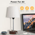 Reddish Brown Bedside Lamps Set of 2 - Nightstand Bedroom Lamp with USB C Port and AC Outlet Charging, 3 Way Dimmable Touch Control Small Bed Side Table Lamp, Nightstand Light