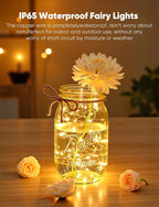 Brightown 24 Pack LED Fairy Lights Battery Operated String Lights, 7ft 20LED Waterproof Silver Wire String Lights, Firefly Starry Moon Lights for Mason Jars DIY Christmas Wedding Party Bedroom