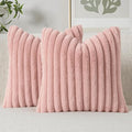 MIULEE Faux Fur Large Decorative Throw Pillow Covers 24x24 Inch Set of 2, Modern Spring Home Decor Soft Plush Couch Pillows Cozy Fluffy Cushion Covers for Sofa Bed Blush Pink