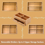 GOBAM Bamboo Makeup Organizers and Storage with Drawer - Wooden Cosmetic Organizer Countertop for Bathroom, Bedroom, Closet, Kitchen, Vanity & Dresser - Make up Vanity Station