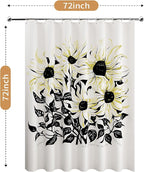 LaCyan Shower Curtain with 12 Hooks Waterproof Curtain for Bathroom Modern Art Floral Polyester Fabric Abstract Shower Curtains 72x72 Sunflower
