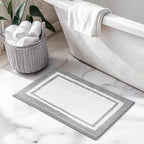 GRANNY SAYS Microfiber Bathroom Rugs Non Slip Washable, Water Absorbent Bathroom Mats for Tub Non Slip, Soft Bath Mats for Bath Floor & Shower, Long Bath Rug, 20" x 32", Grey Rug