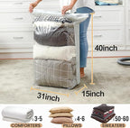TAILI 10 Pack Vacuum Storage Bags, Space Saver Bags, Jumbo Cube 31x40x15 Inch, Extra Large Vacuum Sealed Bags for Comforters, Blankets, Bedding, Clothes, Closet Organization Space Saving, Cream