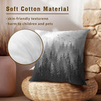 Grey Forest Pillow Covers 18x18 Inch Set of 2, Black Gray Trees and Mountain Square Throw Pillow Case Decorative Cushion Cover Soft Cotton Pillowcase for Home Couch Bed Sofa